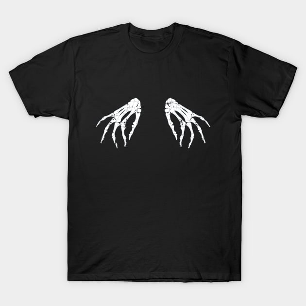 Skeleton Hands/ Halloween Party/ Womens Halloween/ Funny Halloween/ Skeleton Boobs/ Hand Bra/ Halloween Gift T-Shirt by UranusArts